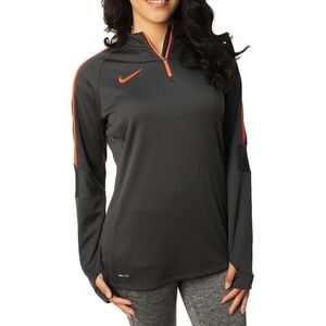 NIKE Long Sleeve Dri Fit Quarter Zip Squad Midlayer Dark Gray Orange Size Small